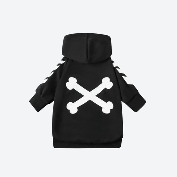 (M) WOOF Black & white reflective dog hoodie NWT - Picture 1 of 3